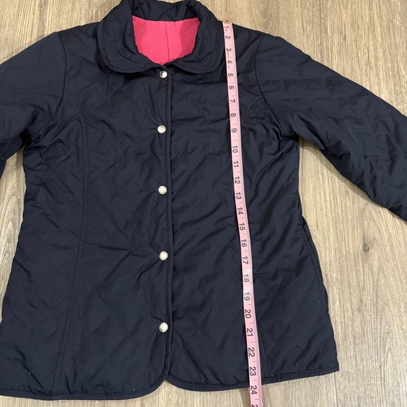 Lands’End Quilted Fleece Lined Reversible Girls/ Women’s Jacket Navy Pink Small - Picture 8 of 16